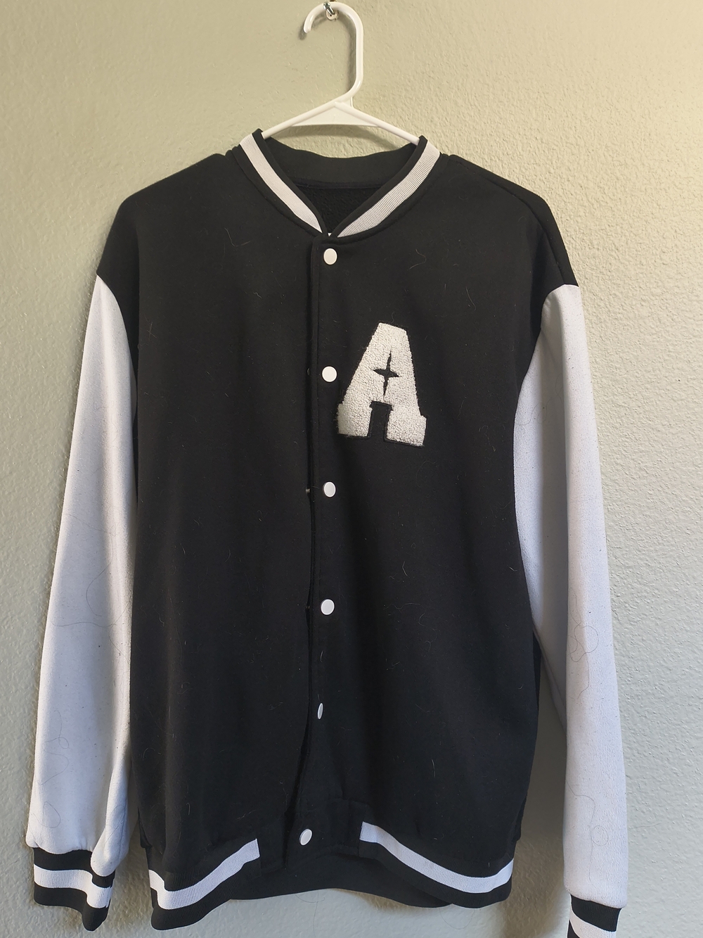 Men's Black & White Varsity Letterman Sweater